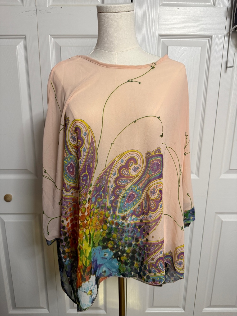 Peach Paisley Floral-Print Lightweight Women's Tunic
